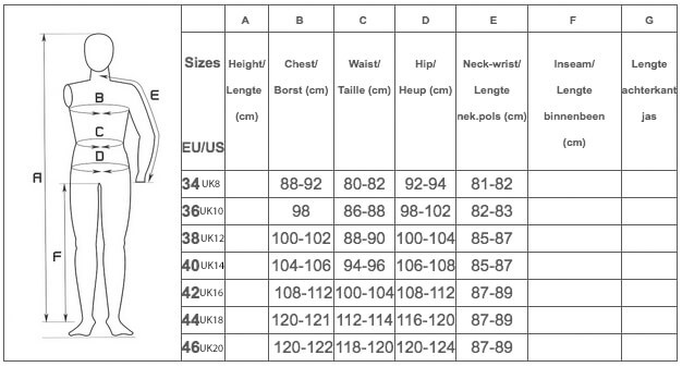 Almgwand size guide