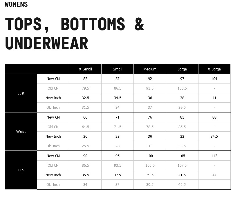 Mons Royale Womens Size Guide