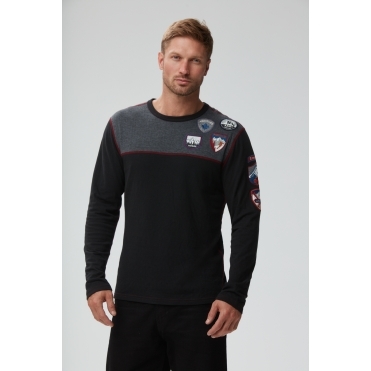 Alp N Rock Ski Patch Crew Top in Black