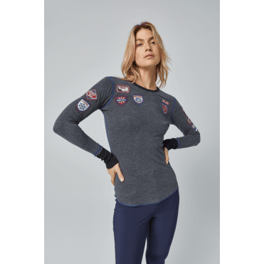 Alp N Rock Ski USA Crew Top in Heather Black