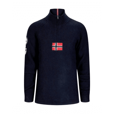 Amundsen Boiled Wool Sweater in Faded Navy