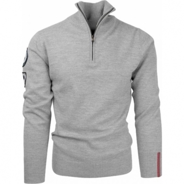 Amundsen Peak Half Zip Mens Knit in Light Grey