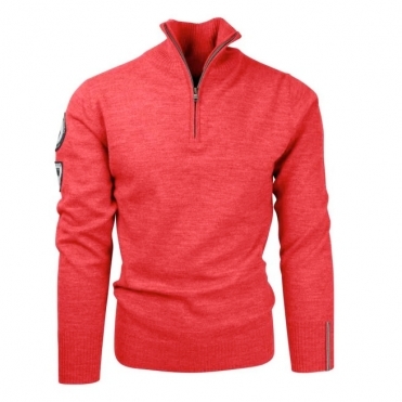Amundsen Peak Half Zip Mens Knit in Weathered Red