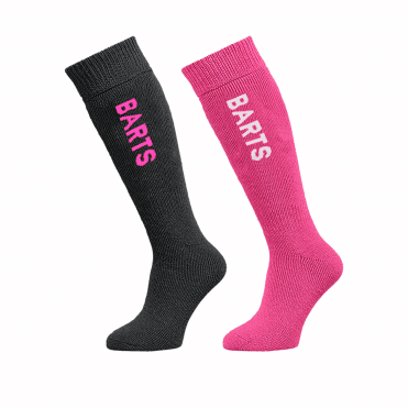 Barts Basic Sock 2 Pack Kids Ski Sock in Anthracite & Fuchsia