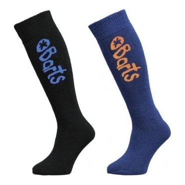 Barts Basic Sock 2 Pack Kids Ski Sock in Black and Blue