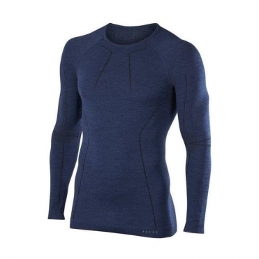 Falke Mens Wool Tech LS Shirt Regular Fit in Dark Night