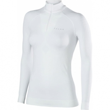 Falke Womens Maximum Warm Zip Shirt Tight Fit in White