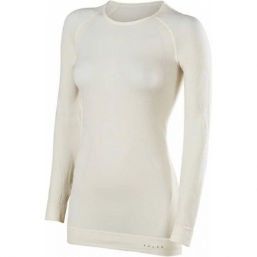 Falke Womens Wool Tech LS Crew Shirt Regular fit in White   