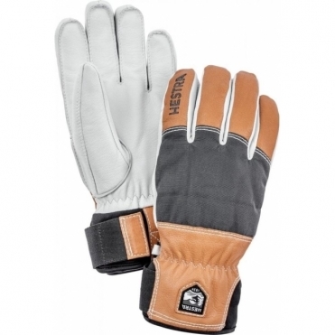 Hestra Army Leather Abisko Mens Ski Glove in Grey and Brown