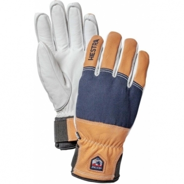 Hestra Army Leather Abisko Mens Ski Glove in Navy and Brown
