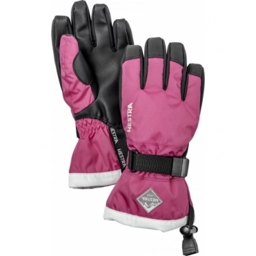Hestra Czone Gauntlet Jr Ski Glove in Fuchsia and Ivory