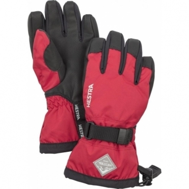 Hestra Czone Gauntlet Jr Ski Glove in Red and Black