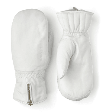 Hestra Leather Swisswool Classic Womens Ski Mitt in Off White
