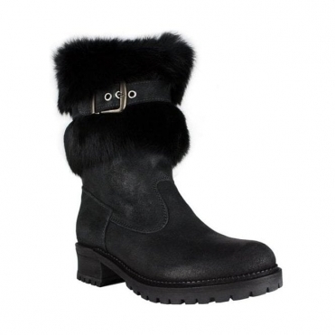 La Thuile Orlando Buckle Womens Winter Boot in Black