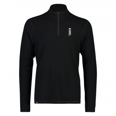 Mons Royale Cascade Merino Flex 1/4 Zip Mens Ski Baselayer in Black