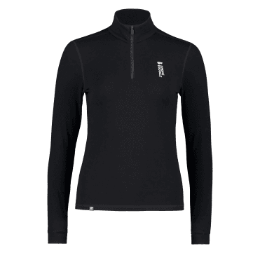 Mons Royale Cascade Merino Flex 1/4 Zip Womens Ski Baselayer in Black