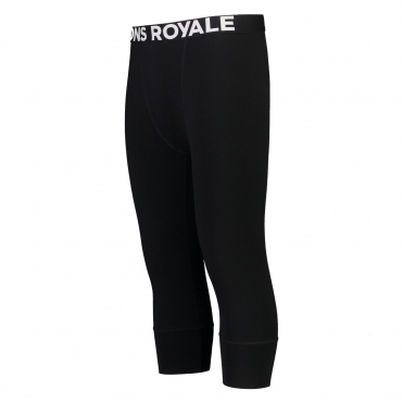 Mons Royale Cascade Merino Flex 200 3/4 Mens Ski Baselayer Leggings in Black
