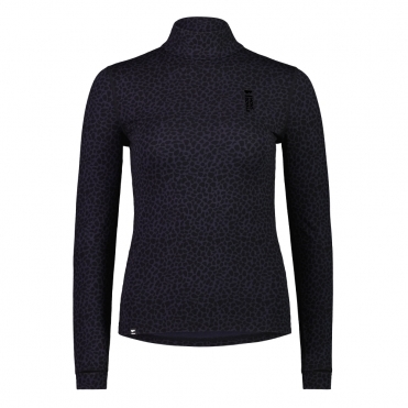 Mons Royale Cascade Merino Flex 200 Mock Neck Womens Ski Baselayer in Arctic Leopard