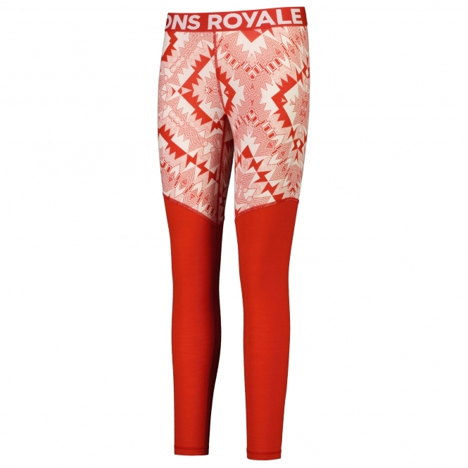 MONS ROYALE Cascade Merino Flex Womens Ski Baselayer Leggings in Retro Red Nordtek