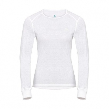 Odlo Active Warm L/S Womens Crewneck Ski Baselayer Top in White