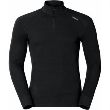 Odlo Warm L/S 1/2 Zip Mens Baselayer Top in Black
