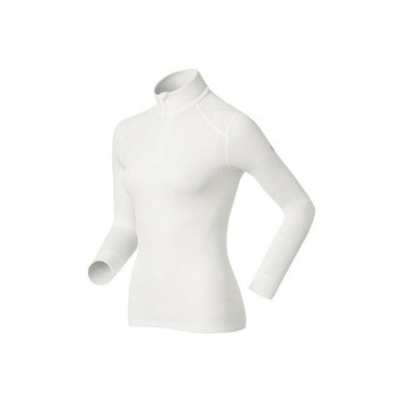 Odlo Warm Shirt L/S Turtle Zip Neck Womens Baselayer in White