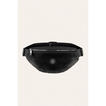 Poivre Blanc Fake Fur Waist Bag in Black
