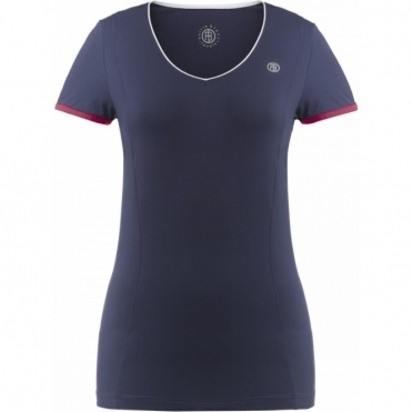 Poivre Blanc Womens Tennis V Neck T Shirt In Navy and Wine Red