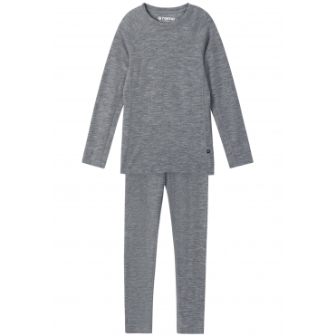 Reima Kinsei Kids Wool Base Layer Set in Grey Melange