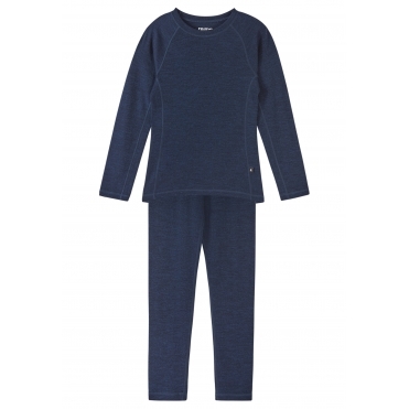 Reima Kinsei Kids Wool Base Layer Set in Navy