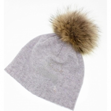 Steffner Bella Pom Womens Ski Hat in Grey