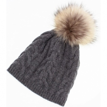 Steffner Cindy Pom Womens Ski Hat In Dark Grey