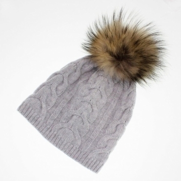 Steffner Cindy Pom Womens Ski Hat In Light Grey