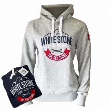 White Stone Womens Hooded Top in Navy